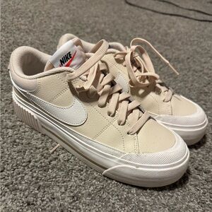 Nike Women's Beige and White Sneakers